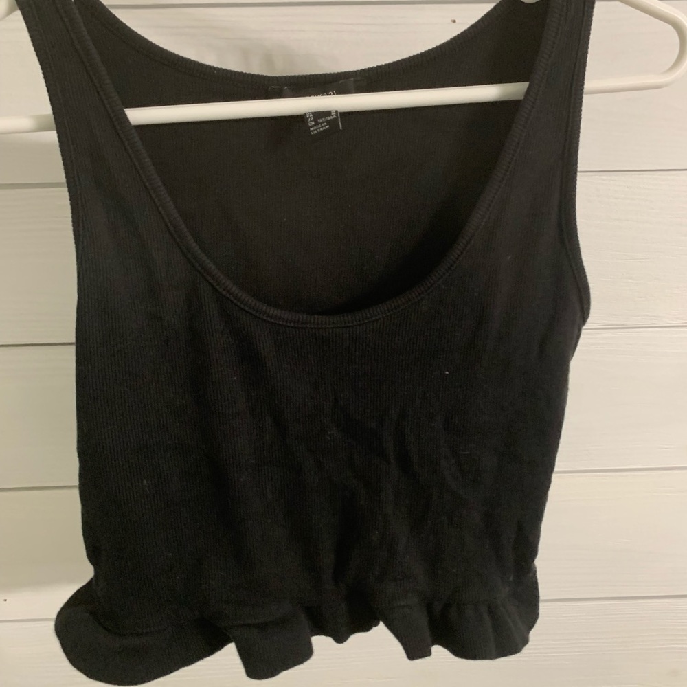 forever 21 black cropped tank top